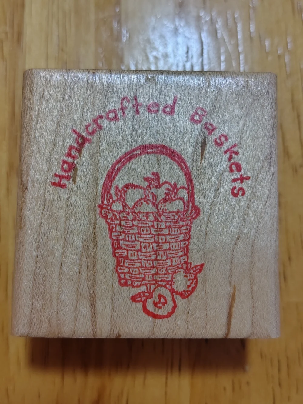 Vintage Starr Whitmore Heart Prints Basket Rubber Stamp F-793 Wood Mount Craft